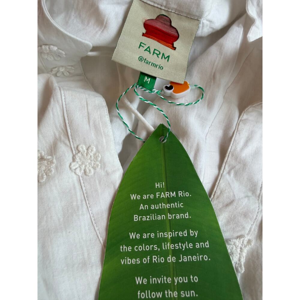 Farm Rio NEW Off-White 3-D Flower Cotton Mini Dress, Med (Tassels Damaged) - Picture 9 of 10